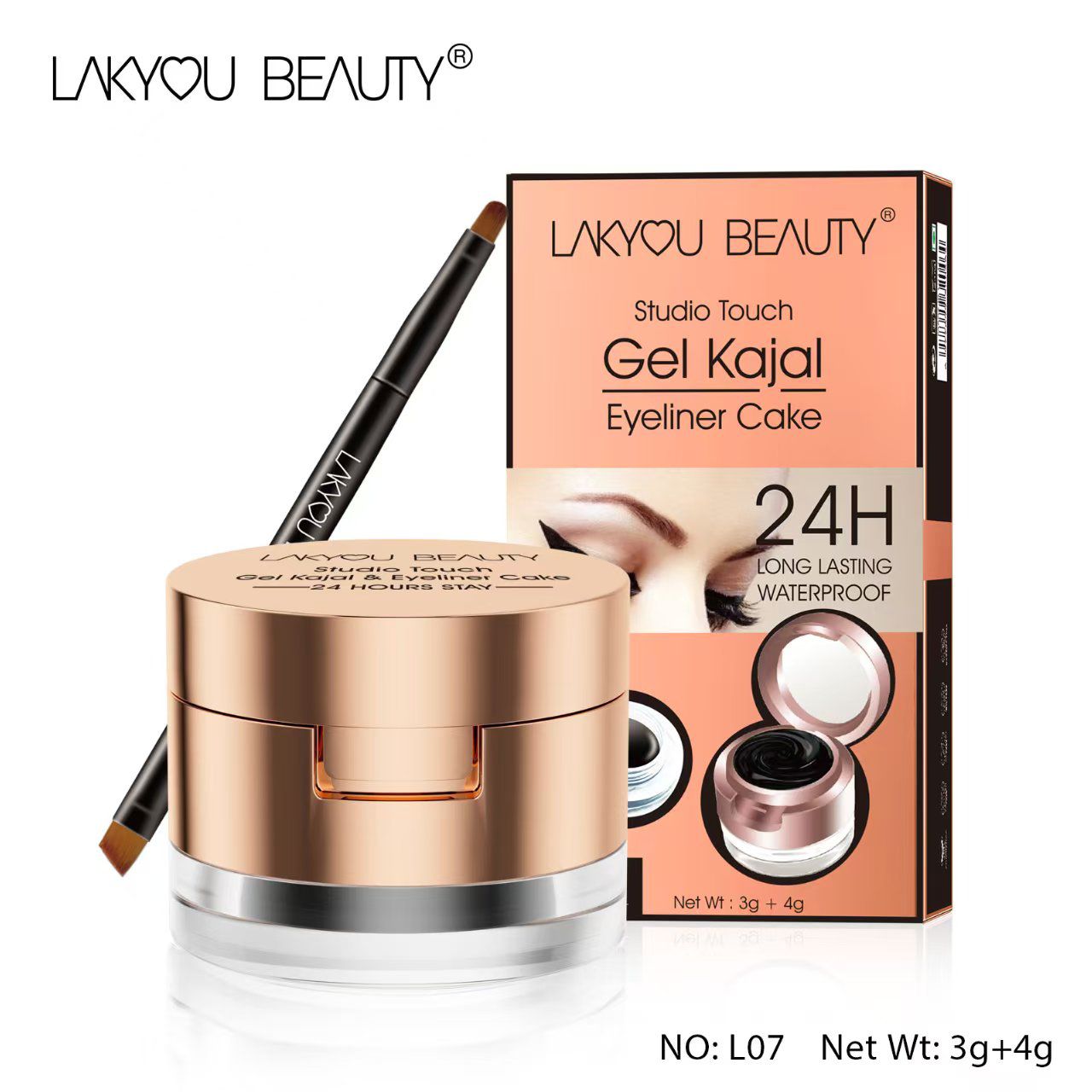 Lakyou Beauty Studio Touch Gel Kajal Eyeliner Cake 24 Hours Stay