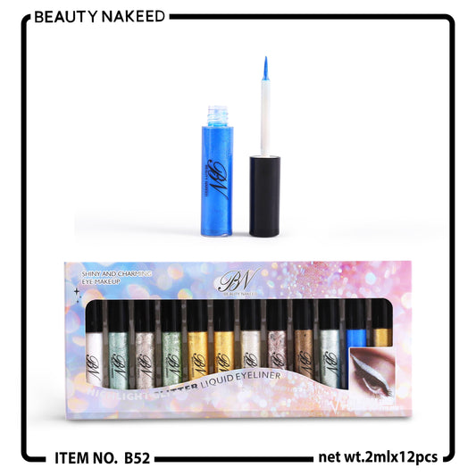 Beauty Nakeed BN Shiny And Charming Eye Makeup Highlighter Liquid Glitter Eyeliner 12Pcs Set